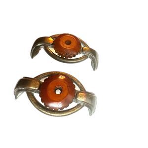 Art Deco Pulls with Bakelite Discs - Set of 2 - 3" center to center - Vintage